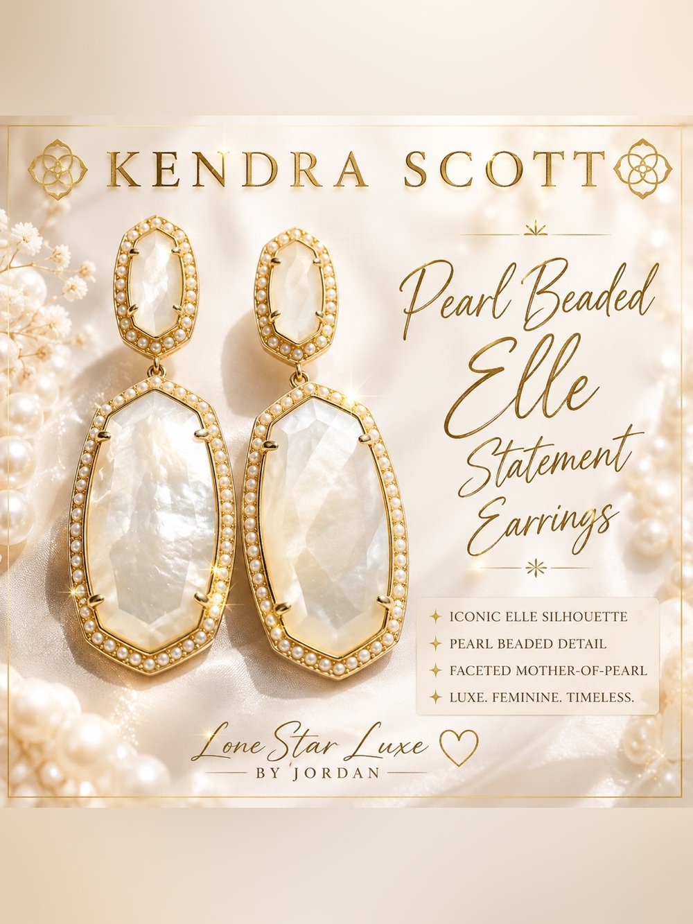 Kendra Scott Pearl Beaded Elle Statement Earrings
✨ Lone Star Luxe by Jordan